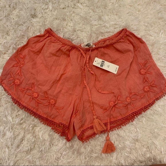 Nwt Anthropologie Lilka Drawstring Coral Shorts - Picture 1 of 10